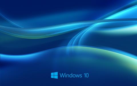 Windows 10系统，抽象的蓝色背景壁纸