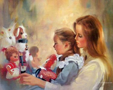 唐纳德·佐兰绘画娃娃礼物女孩母亲泰迪熊高清壁纸