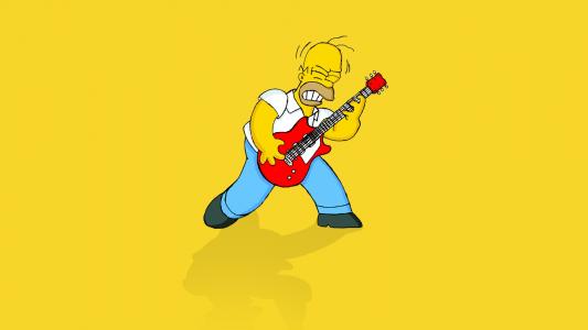 荷马辛普森黄色吉他高清壁纸
