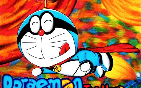 Doraemon is a hero, colorful colors wallpaper