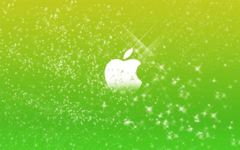苹果商标在绿色闪闪发光壁纸