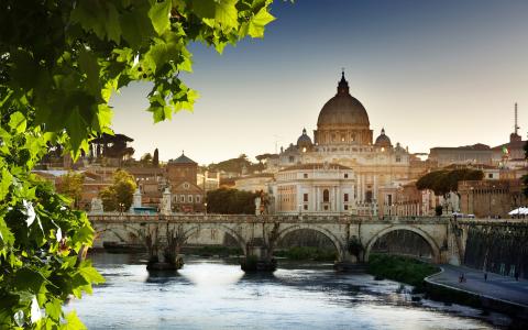 大教堂，河流，桥梁，梵蒂冈，罗马，意大利壁纸