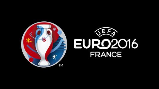 欧足联欧元2016年法国标志，黑背景墙纸