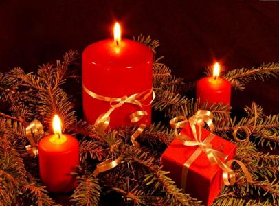 蜡烛，线程，针，火，礼物，假期，圣诞节壁纸