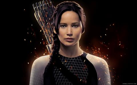詹妮弗·劳伦斯在饥饿游戏壁纸Katniss