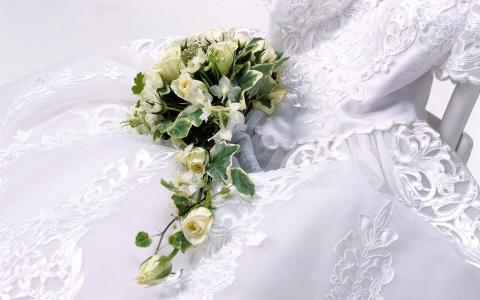 婚礼，鲜花，婚纱礼服，摄影，景深壁纸