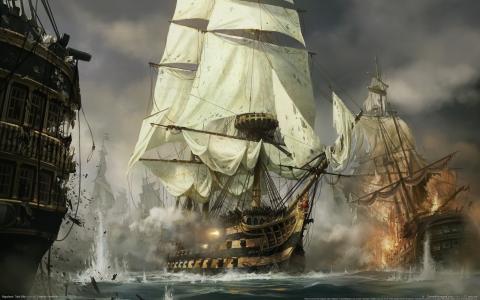拿破仑全面战争，视频游戏，船舶，概念艺术，战争，帆船船舶壁纸