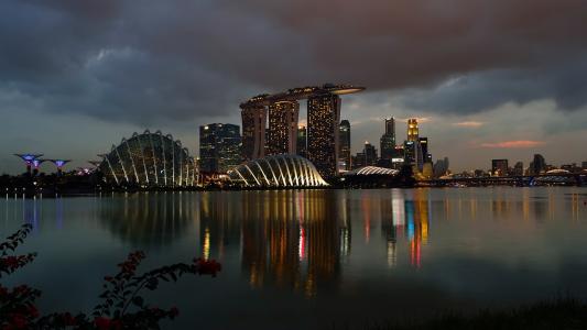 新加坡，滨海湾金沙，夜晚，灯光，建筑物，赌场壁纸