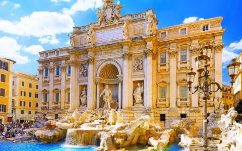 意大利，罗马，宫殿，特雷维喷泉壁纸