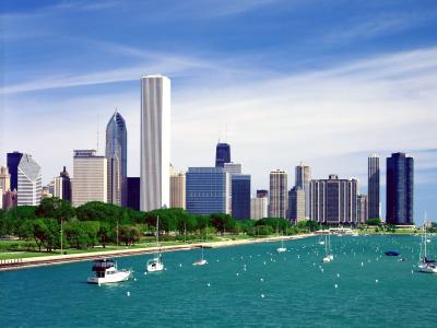 密歇根湖芝加哥天际线高清壁纸