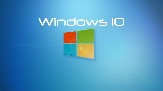 Windows 10系统，蓝色背景壁纸