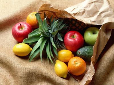 苹果，柠檬，橙，梨，水果，食物壁纸