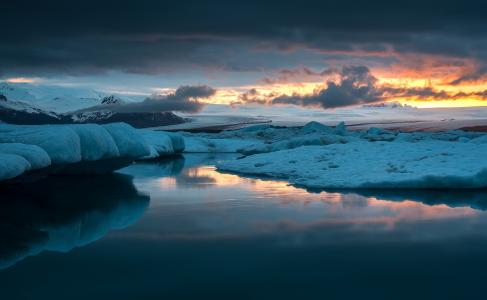 冰岛，湖，泻湖壁纸