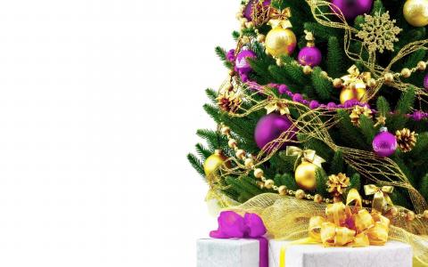 圣诞树装饰球礼物新年壁纸