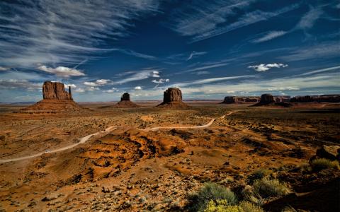纪念碑谷，美国，天空，云，沙漠壁纸