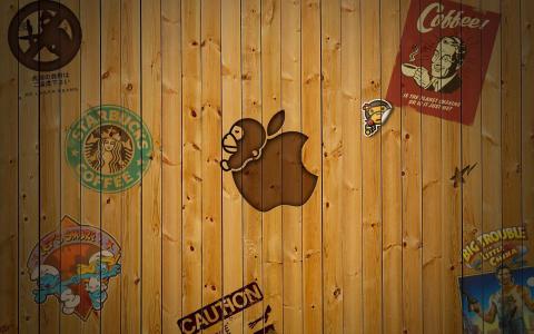 木制的苹果商标壁纸