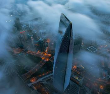 摩天大楼，蓝色，上海，中国，城市景观，近代，架构，大都市壁纸
