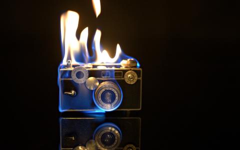 相机火焰，火，创意图片壁纸