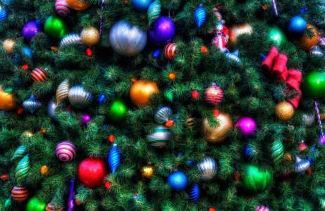 圣诞树，饰品，假期，花环壁纸