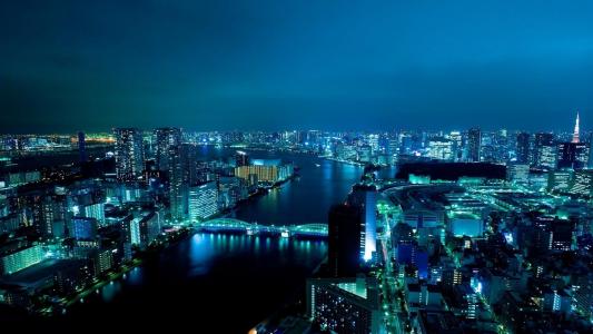 宏伟的东京河在晚上壁纸