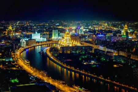 莫斯科，夜，城市壁纸