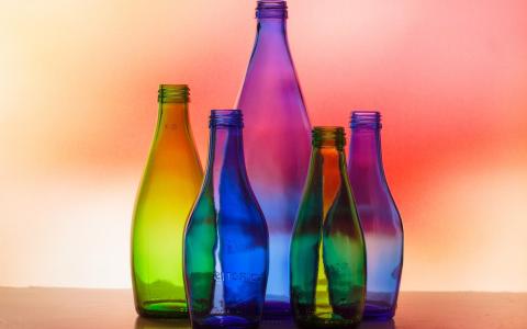 彩色玻璃瓶，光，颜色壁纸
