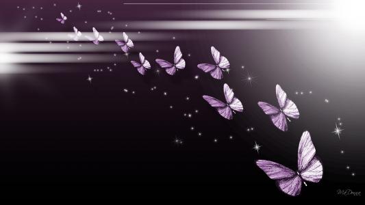 紫蝴蝶游行壁纸