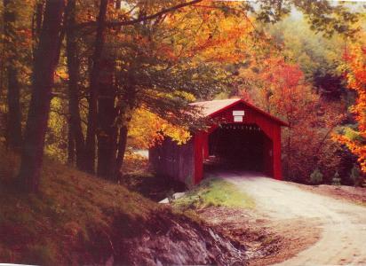 在秋季壁纸廊桥