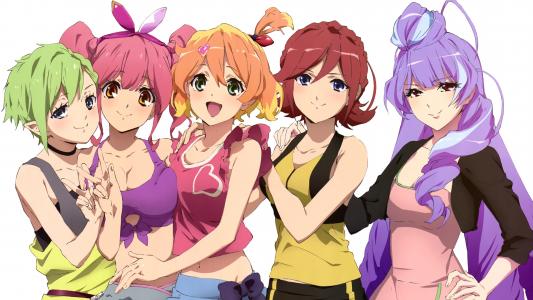 Macross, five anime girls wallpaper