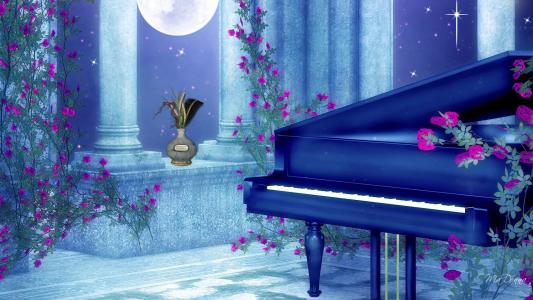 钢琴由月光壁纸