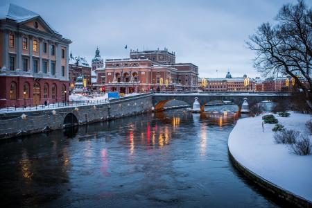 斯德哥尔摩冬季桥壁纸