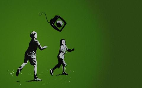 Banksy涂鸦绿色高清壁纸