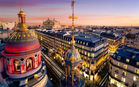巴黎，法国，大歌剧院，建筑，城市，灯光，夜景壁纸