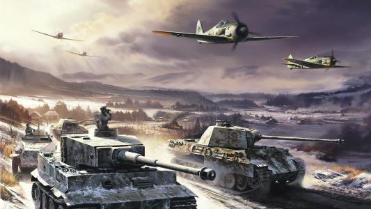 二战，德国，虎I，Pzkpfw V豹，Focke-Wulf，飞机，坦克壁纸