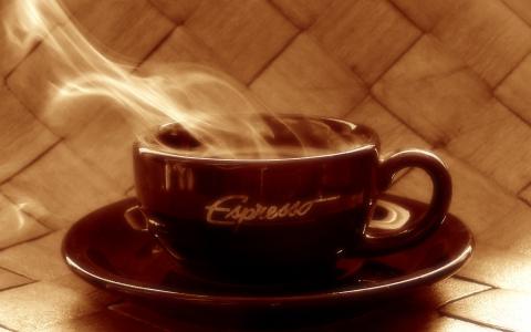 热咖啡，蒸汽，咖啡杯壁纸