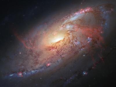 空间的螺旋星系，M106，恒星，哈勃太空望远镜，美国国家航空航天局的壁纸