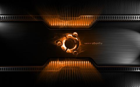 橙色金属Linux的Ubuntu的Android壁纸