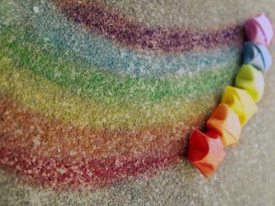 彩虹粉笔，丰富多彩，创意，颜色，线条，星星壁纸
