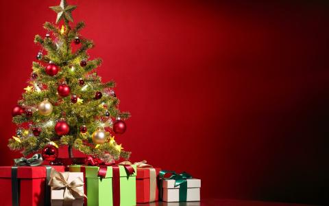 特别的圣诞树和礼物壁纸