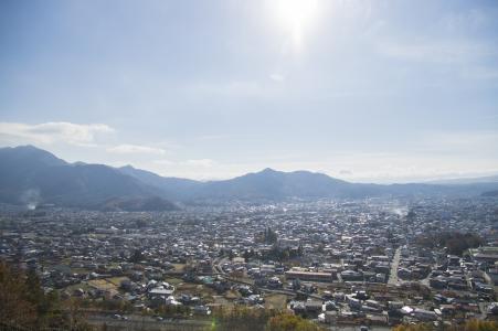 从Shinagurayama-sama浅间公园看到的富士吉田市免费照片股票