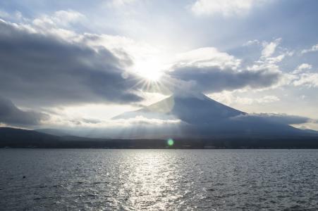 山中湖和富士山免费股票照片