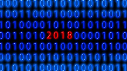 二进制代码，新年，2018年，数字