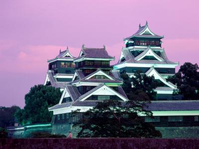 日本，熊本，城堡，黄昏，日本，熊本，城堡，暮光之城