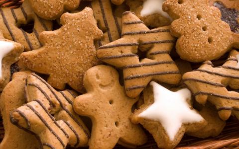 圣诞树，饼干，明星，形状，小男人