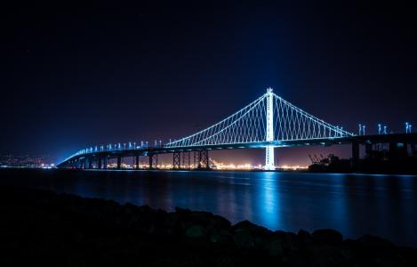 旧金山，城市，桥，晚上，美丽，黑暗的背景下，美国
