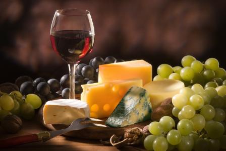 红，葡萄，坚果，不同，品种，奶酪，酒