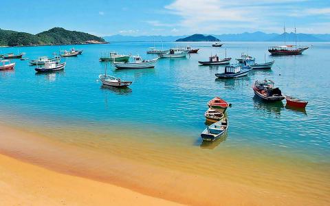 巴西，沙滩，小船，五颜六色