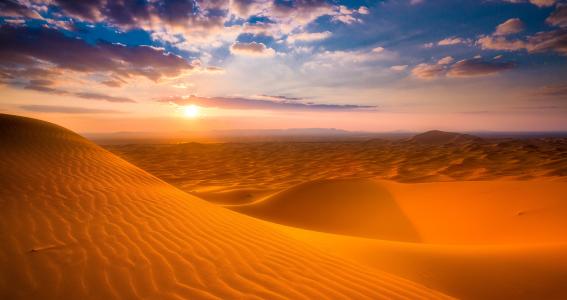 摩洛哥，撒哈拉沙漠，沙漠，巴尔汗，沙滩，阳光，日落