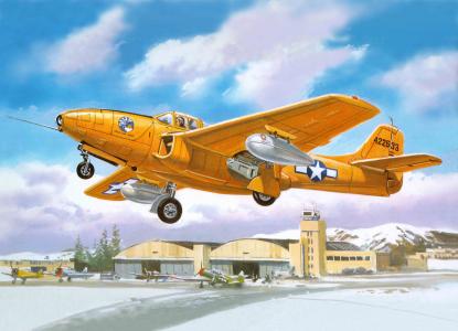 飞机，P-59A-B，艺术，对，喷气，第一，战斗机