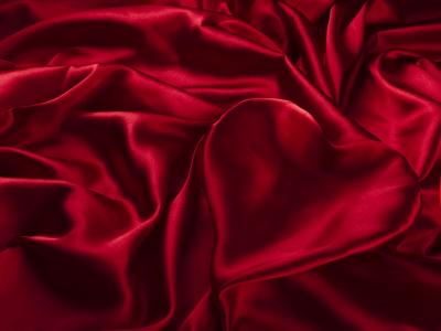 缎，心脏，布，红色，质地，丝绸，褶皱